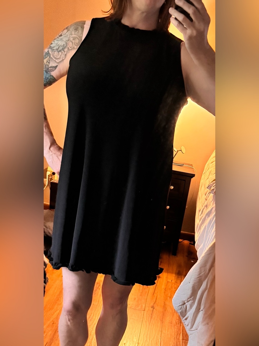 Black Ruffle-Trim Sleeveless Women’s Dress